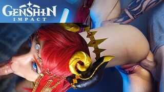 Keleti táncosnő Nilou seggét keményen meghágja a farka – Genshin Impact cosplay
